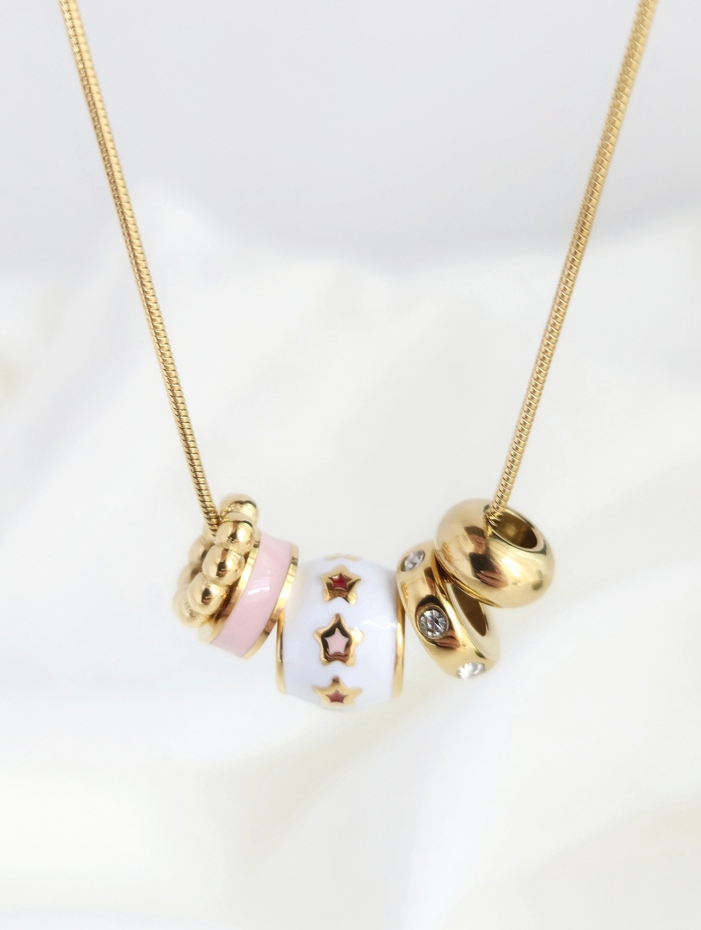 Gold Eclectic Bead Charm Necklace